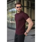 Madmext Mürdün Slim Fit Polo Yaka Triko Erkek Tişört E7491 - Mürdüm - XL