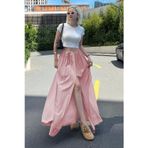 Madmext Pembe Beli Lastikli Yırtmaçlı Uzun Kadın Etek MG2062