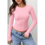 Madmext Pembe Bisiklet Yaka Basic Uzun Kollu Bluz MG1701