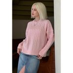 Madmext Pembe Bisiklet Yaka Örgü Desenli Kadın Triko Kazak Mg2520,Pembe S