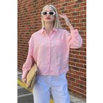 Madmext Pembe Çizgili Oversize Kadın Gömlek MG2093