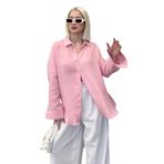 Madmext Pembe Muslin Kumaş Basic Kadın Gömlek Mg1660,Pembe M