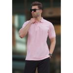 Madmext Pembe Overfit Kısa Kollu Polo Yaka Erkek Tişört 7029 - XL