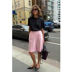 Madmext Pembe Pileli Kadın Bermuda Şort Mg2483