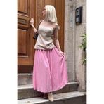 Madmext Pembe Vual Kumaş Basic Kadın Uzun Boy Kadın Etek Mg2366