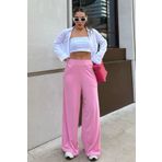 Madmext Pembe Yüksek Bel Rahat Kesim Geniş Paça Kadın Pantolon MG2309