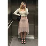 Madmext Pudra Şifon Asimetrik Kesim Midi Etek MG2777
