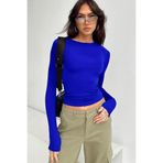 Madmext Saks Bisiklet Yaka Basic Uzun Kollu Bluz MG1701