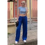 Madmext Saks Krinkıl Kumaş Basic Kadın Plaj Pantolon Mg1778,Saks S