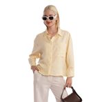 Madmext Sarı Çizgili Oversize Kadın Gömlek Mg2093,Sarı L