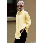 Madmext Sarı Muslin Kumaş Basic Kadın Gömlek MG1660
