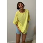 Madmext Sarı Oversize Basic Kadın Tişört