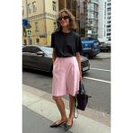 Madmext Sarı Pileli Kadın Bermuda Şort Mg2483