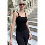 Madmext Siyah Askılı Atlet Nefes Alabilir Pamuk Kumaş Kadınlar İçin Rahat Yazlık MG2236