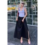 Madmext Siyah Basic Yırtmaçlı Midi Etek MG2092 - XL