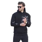 Madmext Siyah Baskılı Kapşonlu Cep Detaylı Erkek Sweatshirt 7067,Siyah L