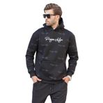 Madmext Siyah Baskılı Kapşonlu Cep Detaylı Erkek Sweatshirt 7075,Siyah XL