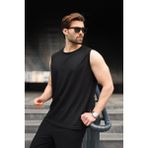 Madmext Siyah Bisiklet Yaka Jakarlı Kolsuz Erkek Tişört E7180 - XL