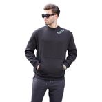 Madmext Siyah Bisiklet Yaka Nakış Detaylı Cepli Erkek Sweatshirt 7049,Siyah 2XL