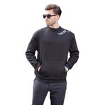 Madmext Siyah Bisiklet Yaka Nakış Detaylı Cepli Erkek Sweatshirt 7049,Siyah S