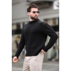Madmext Siyah Bisiklet Yaka Overfit Erkek Triko Kazak E7402 - XL