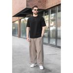Madmext Siyah Bisiklet Yaka Oversize Erkek Tişört E7176 - XL