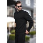 Madmext Siyah Bisiklet Yaka Şardonlu Erkek Sweatshirt 7047,Siyah M