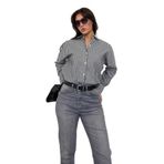 Madmext Siyah Çizgili Kadın Gömlek Mg2410,Siyah XL