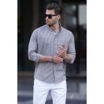 Madmext Siyah Çizgili Uzun Kollu Pamuklu Erkek Gömlek 6746 - XL