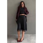 Madmext Siyah Dantel Detaylı Midi Boy Saten Etek MG2673 - XL