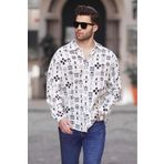 Madmext Siyah Desenli Uzun Kollu Oversize Erkek Gömlek 6731