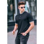 Madmext Siyah Düz Polo Yaka Erkek Tişört - XL