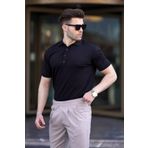 Madmext Siyah Erkek Polo Yaka Düz Tişört