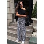 Madmext Siyah Fularlı Ekose Pantolon MG2734