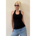Madmext Siyah Halter Yaka Kadın Atlet MG2529
