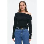 Madmext Siyah Kadın Off Shoulder Uzun Kollu Bluz MG2567