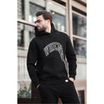 Madmext Siyah Kapüşonlu Baskılı Cep Detaylı Erkek Sweatshirt E7065,Siyah L