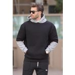 Madmext Siyah Kapüşonlu Cep Detaylı Erkek Sweatshirt 7071