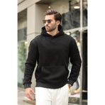Madmext Siyah Kapüşonlu Kanguru Cep Erkek Sweatshirt E7163,Siyah S