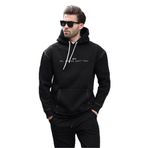 Madmext Siyah Kapüşonlu Nakış Detaylı Cepli Erkek Sweatshirt 7066,Siyah 2XL