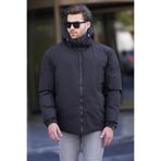 Madmext Siyah Kapüşonlu Oversize Erkek Şişme Mont 7237