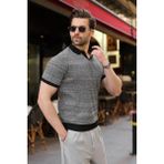Madmext Siyah Polo Yaka Regular Fit Erkek Triko Tişört E7496 - XL