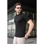 Madmext Siyah Slim Fit Polo Yaka Triko Erkek Tişört E7472 - XL
