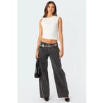 Madmext Siyah Straight Wide Kadın Jean MG1996