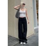 Madmext Siyah Straight Wide Kadın Jean MG2000