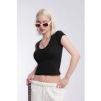 Madmext Siyah V Yaka Basic Kadın Tişört Mg2450