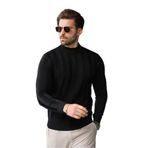 Madmext Siyah Yarım Balıkçı Erkek Triko Kazak E7423,Siyah 2XL