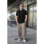 Madmext Siyah Yarım Fermuar Detaylı Polo Yaka Erkek Tişört E7184 - XL