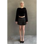 Madmext Siyah%100Pamuklu Ekose Desen Pileli Mini Şort Etek Mg2629,Siyah L