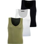Madmext Siyah/beyaz/açık Yeşil Derin V Yaka %100 Pamuklu Basic Kadın Atlet MG2405 - Siyah - Beyaz - Açık Yeşil - XL